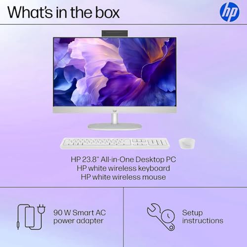Image of HP 24 inch All-in-One Desktop Computer, FHD IPS Touchscreen PC, 13th Gen Intel Core i5-1334U Processor, 16GB RAM, 1TB SSD, Windows 11 Pro, 1080p IR Camera, Wi-Fi 6, Wireless Keyboard & Mouse, White