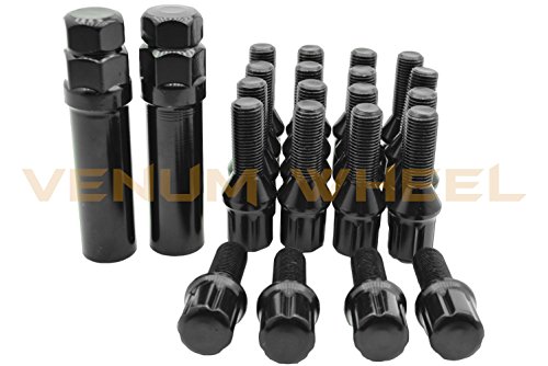 20 Pc Black Spline Tuner Lug Bolts 12X1.25 Thread Pitch 28Mm Oem Length 2 Keys Fits 2013-2018 Dodge Dart All Models No Wheel Spacers Required #TOP2