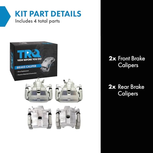 Image of TRQ Front and Rear Brake Caliper Set Zinc Coated Brackets Compatible with 2013-2015 Toyota Avalon 2012-2017 Camry