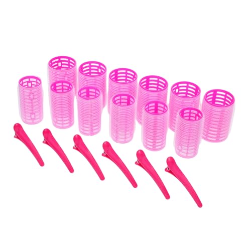 SHERCHPRY Hair Curler Roller Set 18 Pieces Plastic Rollers Clips Self-adhesive for Easy Use for Bangs Long Hair
