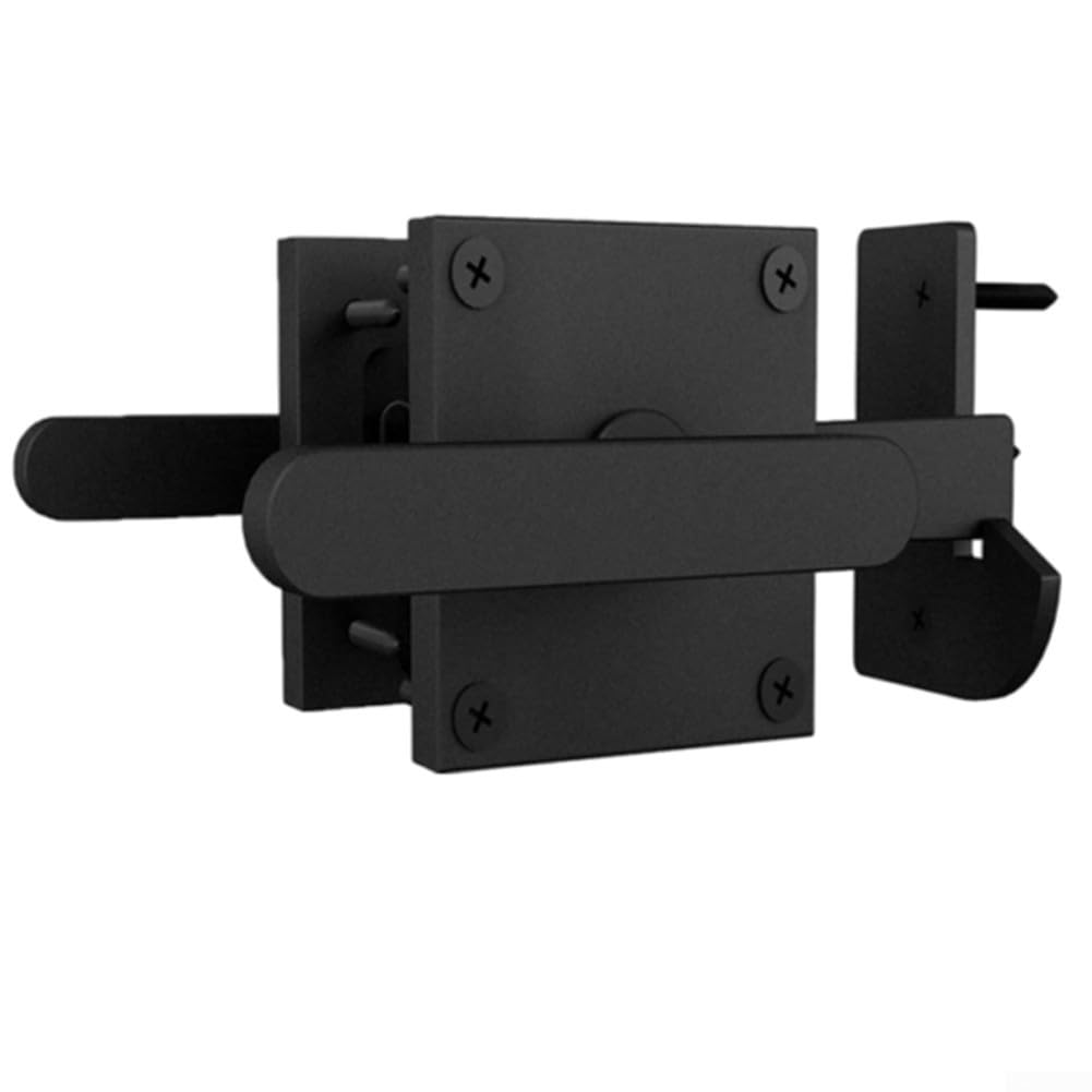 Loquet de porte double face de jardin, matériel de porte battante robuste, loquet de porte en bois, loquet de porte de jardin (noir)