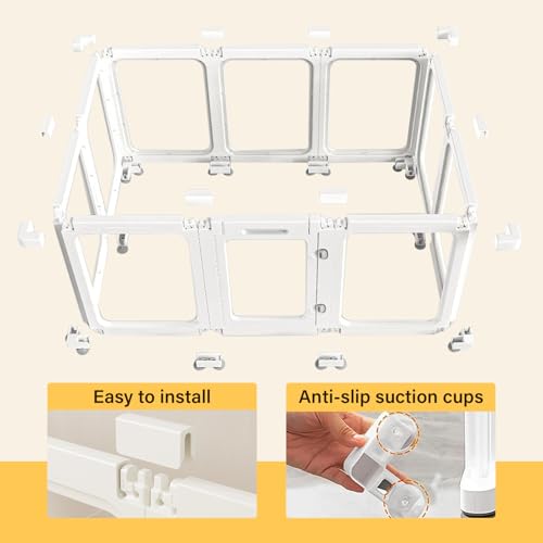 autozen 8X Welpenlaufstall, 60cm hoch Hundetoilette Wohnung aus Acryl transparenter Faltbarer Hundeauslauf mit Tür rutschfestes Hundegitter Wohnung für Hunde, Katzen, Kaninchen, Kleintiere, weiß