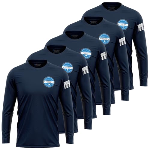 5 Pack Custom Dry Fit Long Sleeve Shirts for Men, Add Your Logo Front & Back Printing, Customized Moisture Wicking Sun Protection UV Workwear T-Shirts Black4