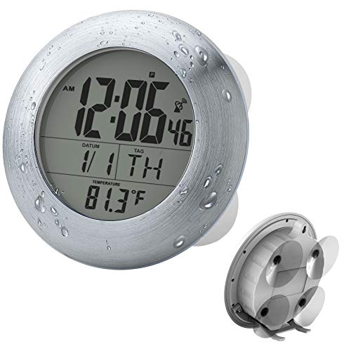 Sonnet Shower Clock For Bathroom And Kitchen - Large Digital Display Shows Time, Date, Day Of The Week And Temperature. Large Suction Cups, Hanging Hole, And Removable Stand - White #TOP20