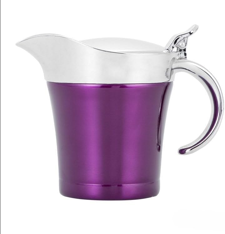 304 Stainless Steel Steak Sauce Pot, Double-Layer Western Steak Sauce Pot, Western Restaurant Jam Pot, Sealed Seasoning Pot (450ml (Purple))