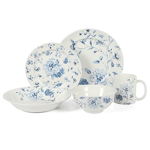 Martha-Stewart-Empress-Bouquet-Decorated-Porcelain-Dinnerware-Plates-and-Bowls-Set-Blue-Floral-Service-for-6-30pcs