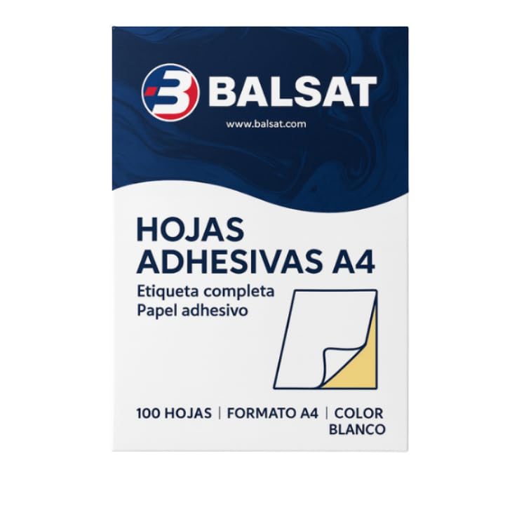 Balsat Fogli Carta Adesivo per Stampa A4 (21 x 30 cm) Etichetta Adesiva Bianca - 500 pz.