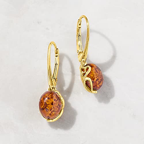 Ross-Simons Round Amber Drop Earrings in 18kt Gold Over Sterling3