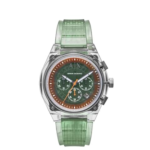 Armani Exchange Watch For Men, Quartz Chronograph movement and 44mm Case Size with Polyurethane strap