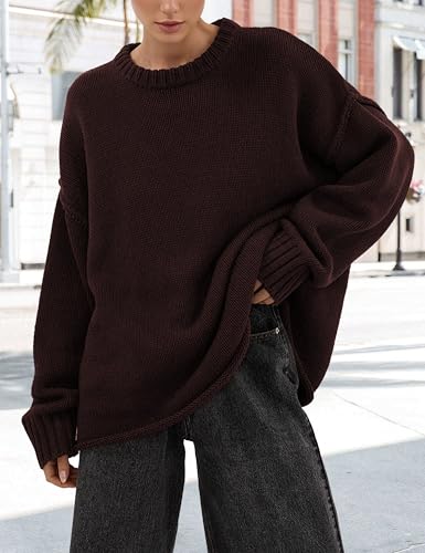 Women Casual Knit Pullovers Long Sleeve Chunky Crewneck Sweaters Top 2025 Fall Clothes2