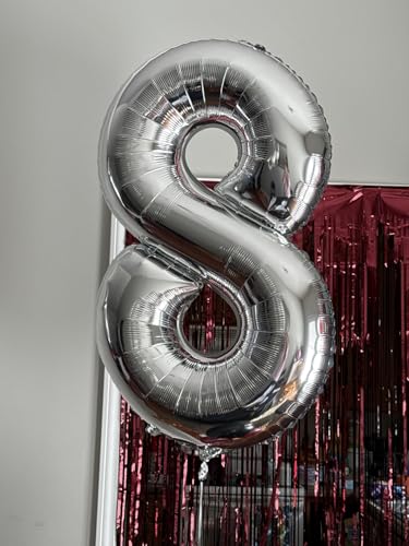 Image of 40 Inch Silver Number 2 Balloon Birthday Party Decorations for Men & Women