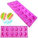 ✂ Vorteilspaket: 1 Set runde Lutscherformen + 100 Stäbchen, entworfen mit 3D-Form, rechteckige Silikonform mit 12 Mulden, schönes und einzigartiges Design. Einfache Herstellung von süßen Lollipop-Formen.