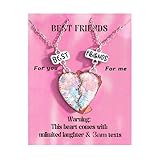 Krfy Friendship Necklace for 2, Best Friend Necklaces for Girls, Matching Pendant BFF Necklace for 2 Sister, Split Heart Necklaces for Women Set Style2 Age: Over 8 Years Old