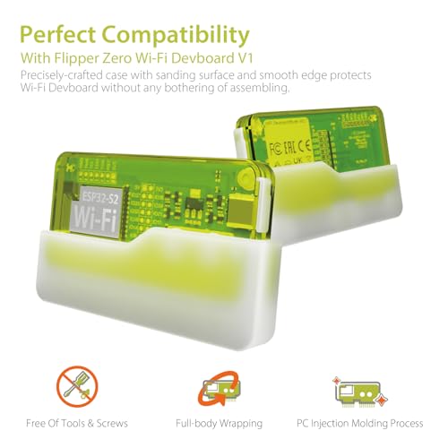 HCJYC Protection Case for Flipper Zero Wi-Fi Dev Board V1 ESP32-S2, Accessories Compatible with Flipper Zero WiFi Dev Board - Green with Transparent