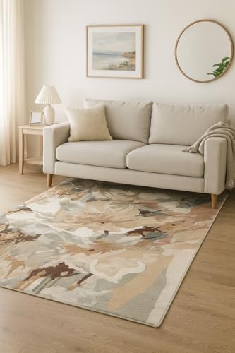 Tapete Floral Lana Mezcla 10' x 8' Beige miniatura 2