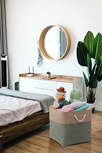 Large Cube Storage Baskets Organizer (10.5" X 10.5" X 11") For Clothes Toys Towel Books, Canvas Fabric Sturdy Collapsible Storage Boxes With Cotton Handles For Closet, Shelves (Green/Brown, 6 Pack) #TOP6