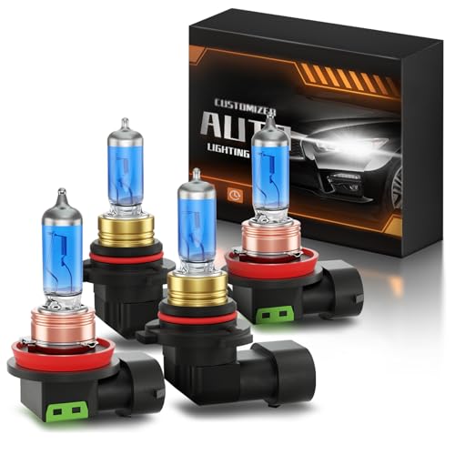 Image of XFLHEHD Fits for 2011-2019 Toyota highlander Halogen Headlight Bulbs Combo, Ultra Bright 5000K White High Low Beam Headlight Bulbs, Plug and Play, 4 Pack