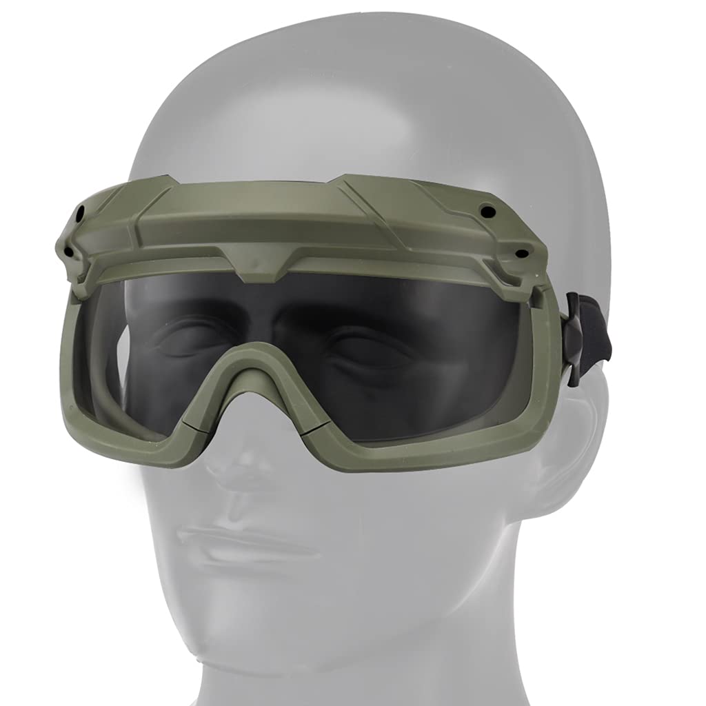YABEME Occhiali di Protezione di Sicurezza Tattici Antiappannamento - 2 modalità, per Escursionismo Militare, CS Airsoft Paintball, Tiro A Segno, Caccia, Equitazione, Ciclismo,Verde