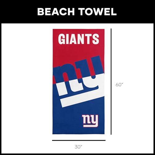 Image of Northwest NFL New York Giants Microfiber Beach Towel, 30 x 60 Inches - Quick Dry, Sand Resistant, Lightweight, Highly Absorbent, Incisor Design