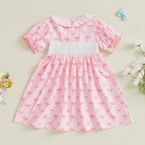 Girls 4th of July Outfit Toddler Girl Bow Doll Collar Princess Dress Kids Fourth of July Dresses Patriotic Clothes4