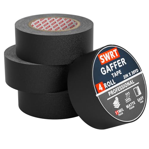 SWRT Gaffers Tape, 11 Mil Industrial Grade Gaffer Tape, 2&rsquo;&rsquo; x 30 Yards, 4 Pack, Strong Adhesion...