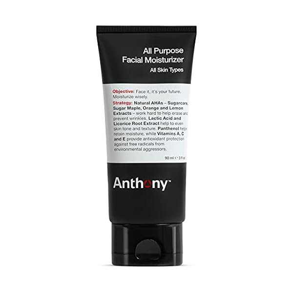 Anthony All-Purpose Facial Moisturizer â Menâs Hydrating Lotion for Dry Skin â Lightweight, Non-Comedogenic, Anti-Aging Formula â 3 Fl Oz