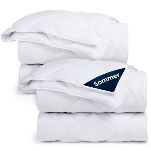 Blumtal Edredón de verano 135 x 200 cm, 2 unidades, certificado Öko-Tex, manta ligera, lavable a 95 °C, 150 g/m², soporte de esquina