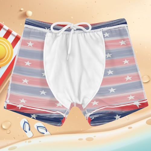 Boys Swim Trunks Quick Dry Kids Bathing Suit Blue Red Flag Star Toddler Swim Shorts Boardshorts Swimwear4