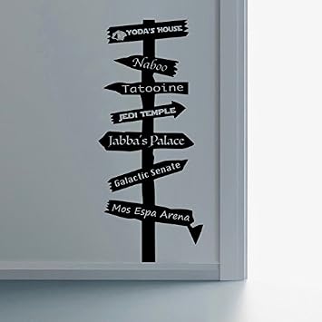 Star Wars Inspired Road Sign Wall Art Vinyl Decal Sticker Childs Room Bedroom Nursery Playroom Gift Rogue One Vader Yoda Jabba Jedi Light Dark Side - EPIC MODZ