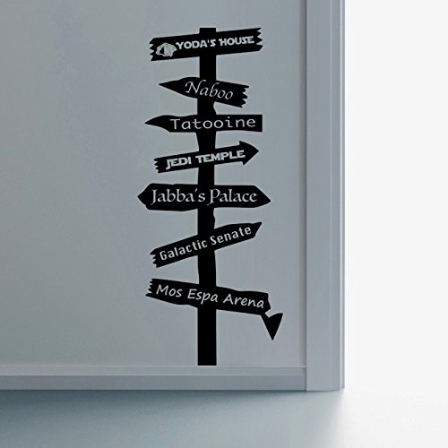 Star Wars Inspired Road Sign Wall Art Vinyl Decal Sticker Childs Room Bedroom Nursery Playroom Gift Rogue One Vader Yoda Jabba Jedi Light Dark Side - EPIC MODZ
