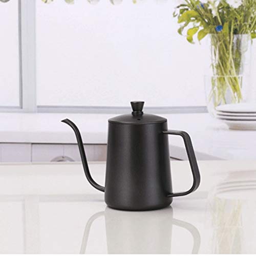 SKREOJF Espesar Negro de Acero Inoxidable Cafetera Goteo Hervidor Barista del oído Que cuelga del Cuello de Cisne Tetera… - Imagen 6