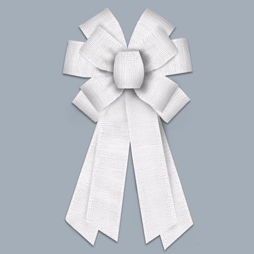 Threetols White Linen Wreath Bows, Bridal Shower Bows for Wreath Wedding Decorative Bows for Front Valentine's Day Farmhouse Ornaments Hanging Wreath Bow for Wedding Indoor Outdoor Decor