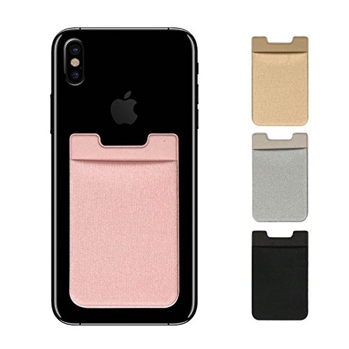 Mobile Phone Holder Backpack Wallet, Jin Yexuan 4 Color 3M Stick Type Credit Card ID Card Goalkeeper Pocket Pocket Sleeve（Pink, Gold, Gray, Black）