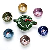 Longpro Rainbow Colors Ice Cracked Glaze Kung Fu Tea Sets (Cups with fish)