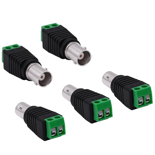 Image of MX BNC Female Connector for 4+1 Coaxial Cable (RT-4 Type) - Pack of 5 | CCTV Video Connector for DVR, NVR Systems | Screw Terminal Plug Adapter for Secure Camera Installation