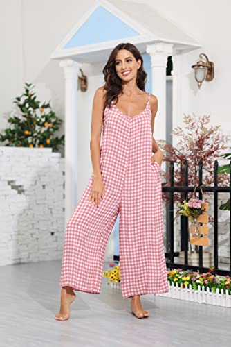 Image of BUENOS NINOS Women's V Neck Floral Maxi Dress Boho Printed Adjustable Spaghetti Strap Ethnic Beach Long Dress with Pockets