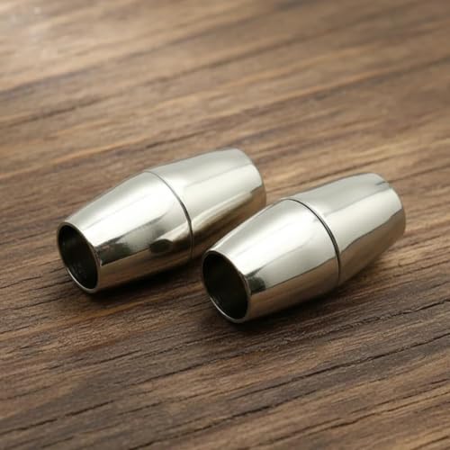 Image of Beadsnfashion 10 Pcs Oval Magnetic Leather Cord Connectors Clasp 16x8mm, 4.75mm Hole Silver Finish | Premium Magnetic Clasp for Jewellery Making, Bracelets & Necklaces | Essential Jewelry Findings for DIY Crafting