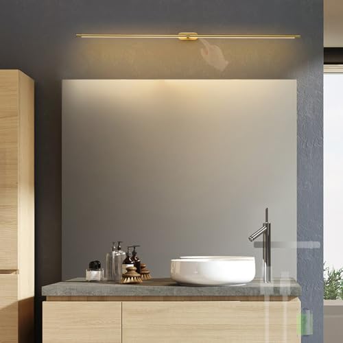 Apliques de pared LED con interruptor y batería recargable USB para espejo de baño oro 68cm