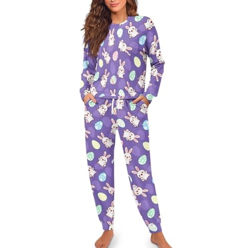 Image of Women's Pajamas Set Soft 2 Piece Loungewear Long Sleeve Pj Set Matching Sleepwear with Pockets for Women Plus Size