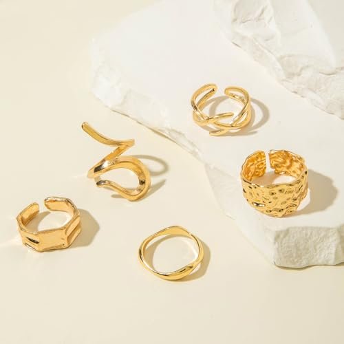 Image of Shining Diva Fashion Combo Set Gold and Silver Plated Rings for Women and Girls Stylish