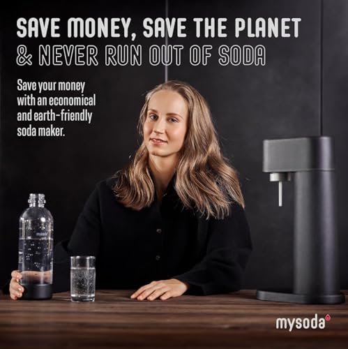 Image of Mysoda Woody Sparkling Water Maker with 1L Bottle - Premium Quality - Black