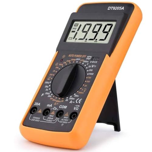 Image of DT9205A Digital Multimeter | LCD Display Auto Range Multitester for AC /DC Voltage, Current, Resistance, Diode & Continuity Testing | Professional Electronic Measuring Tool