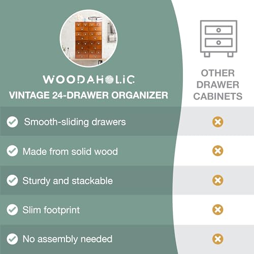 Conjunto de 4 armários organizadores de mesa estilo retrô com 6 gavetas - gavetas clássicas de madei