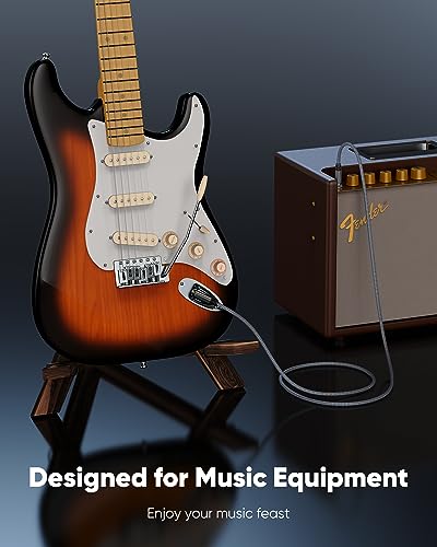 Highwings SZ-6.5MM-US-10FT-2PK Guitar Cable 10Ft 2-Pack, Highwings 1/4 Inch Instrument Cable Ts To Ts Straight 6.35Mm Professional Series Nylon Braid-Avoid Kink thumb #2