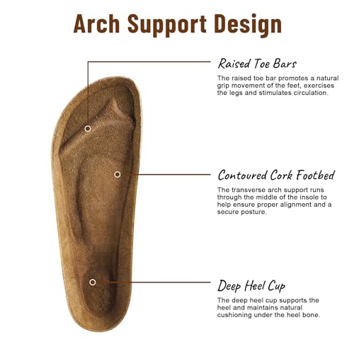 ILLIMITE Suede Clogs for Women Men Cork Footbed Sandals Leather Mules Potato Shoes with Arch Support and Adjustable Buckle4