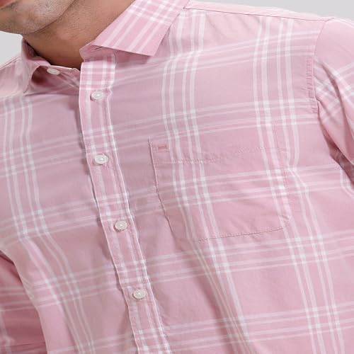 Image of BASICS 100% Cotton Checked Shirt for Men | Slim Fit | Everyday Smart Casual Wear | Full Sleeve