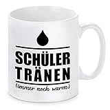witzige Tasse mit Motiv - Schüler Tränen/optional personalisierbar mit Wunschtext auf der Rückseite (Motiv)