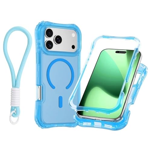 Coque Transparente de Chargement Magnétique pour iPhone 14 Pro Bleu Clair