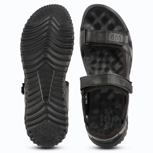 Image of Medifeet Men's Sport Sandals, Adjustable Straps, Comfort Platform Sole (BLACK, UK Footwear Size System, Adult, Men, Numeric, Medium, 7)