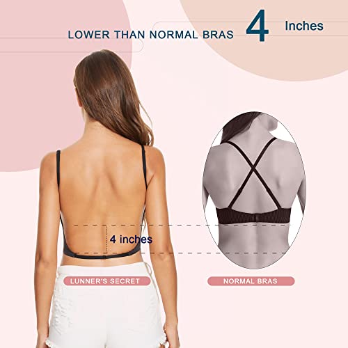 Low Back Bras for Women-Seamless Wired Deep-V Plunge Invisible Backless Bras Multiway Low Cut Halter Bra (Black, Large) - Image 3